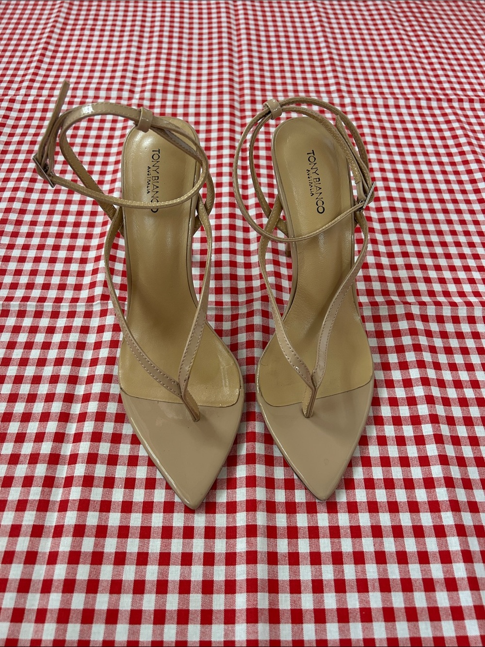 Tony Bianco Nude Patent Strappy Heels